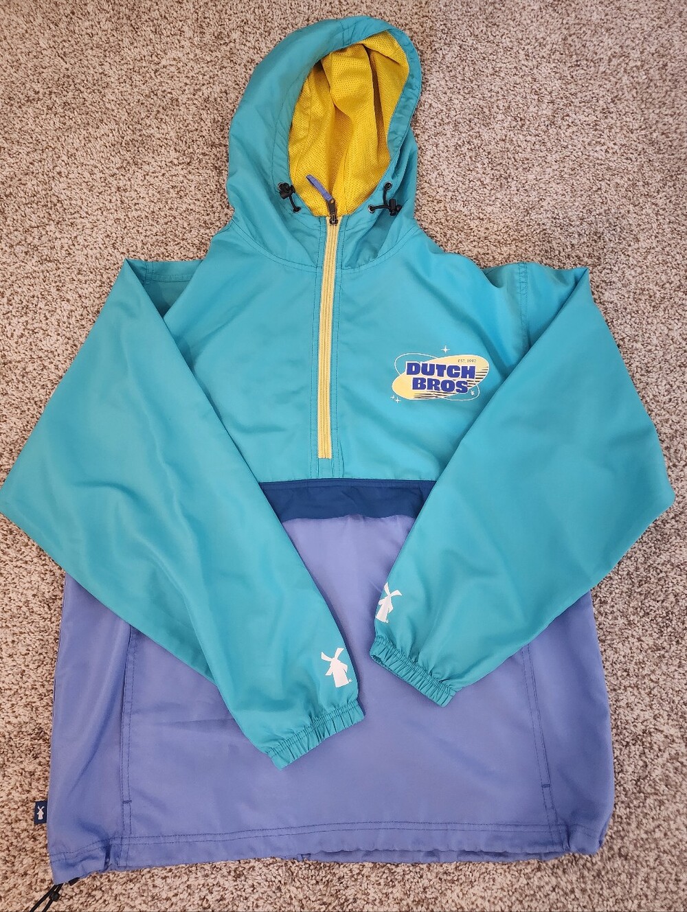 🩵VINTAGE ✨️VIBES Dutch Bros Pullover Windbreaker M/L! Y2K STREETWEAR RETRO ☕️
